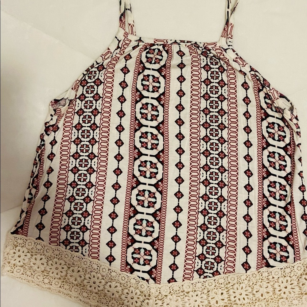 Print Spaghetti Straps Sleeveless Tank Top. Size: S